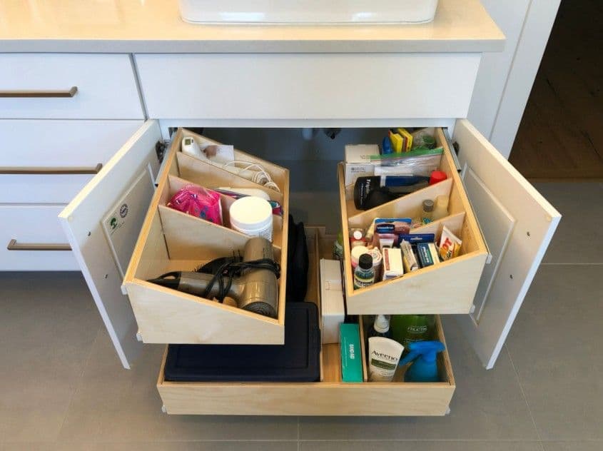 Bathroom under-sink pull-out organization