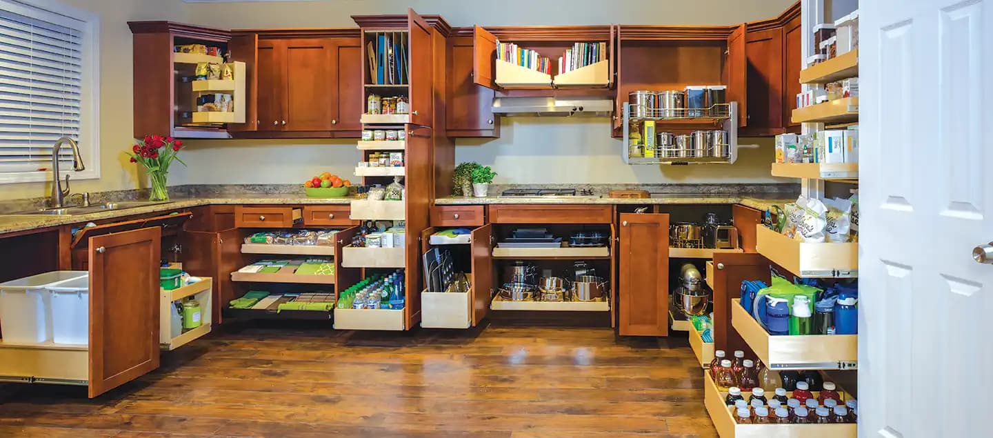 Custom pull-out shelving solution for corner cabinets