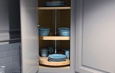 D-shaped lazy Susan for corner cabinet