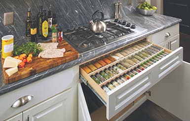 Pull-out box organizer for kitchen items