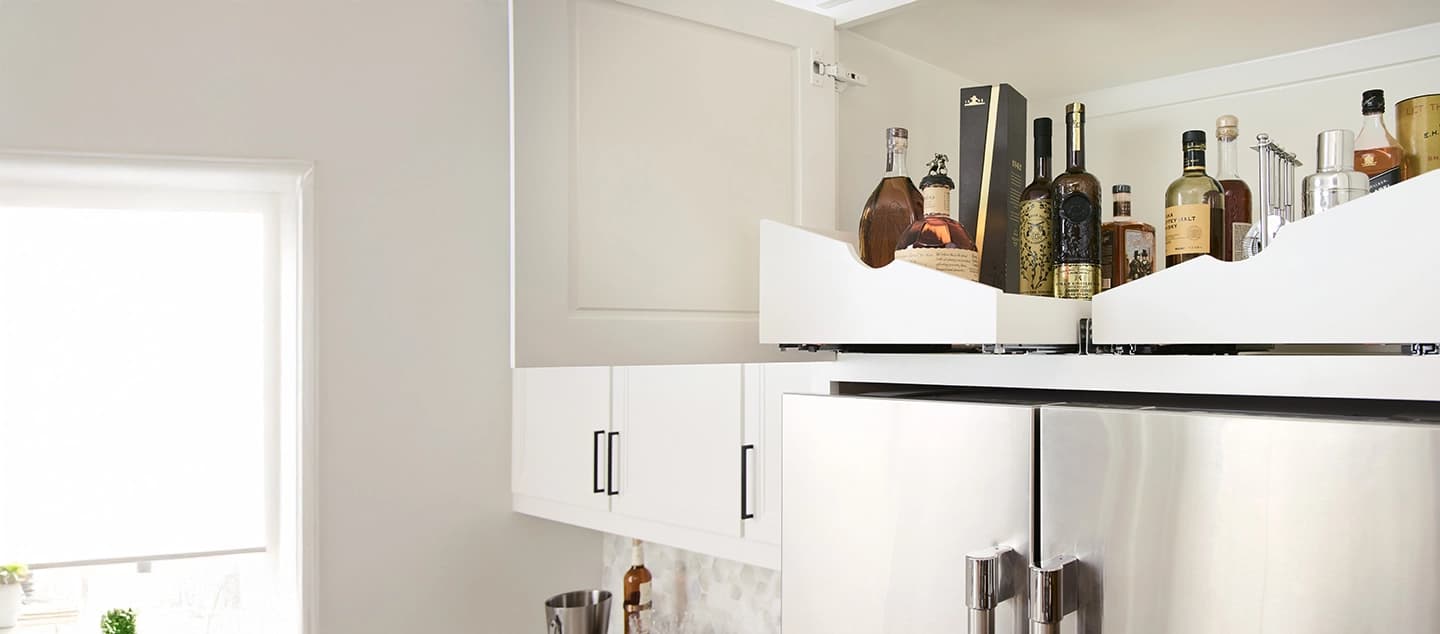 Custom pull-out shelving solution for pull-out organizers & dividers