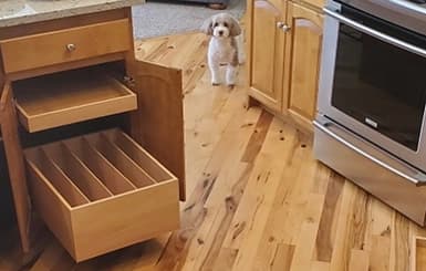 Triple pantry door pull-out shelves