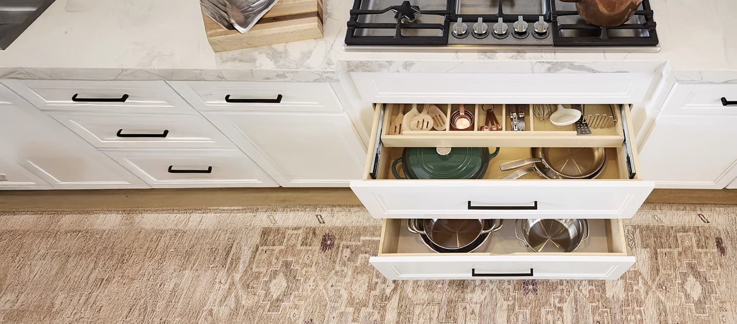 Custom pull-out shelving solution for pots & pans