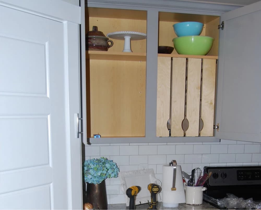 Kitchen cabinet after custom pull-out shelf installation 3