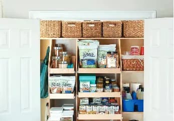 Custom pull-out shelving solution for overhead storage