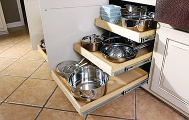 Custom pull-out shelving solution for pots & pans