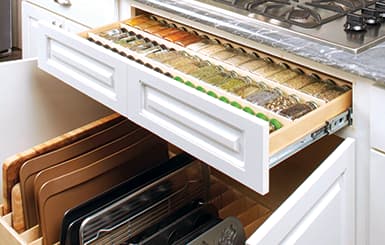 Custom pull-out shelving solution for spice racks