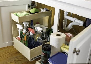 Custom pull-out shelving solution for under the sink