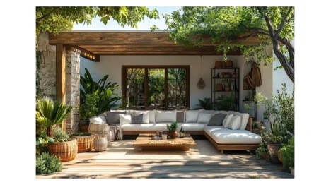 A patio with a couch and coffee table
AI-generated content may be incorrect.